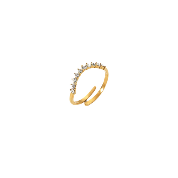 18kt Gold Plated Zircon Studded Crown Ring, Crown