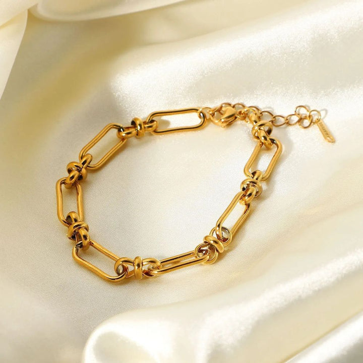 18kt Gold Plated Paperclip Statement Bracelet, Catalina - Inaya Accessories