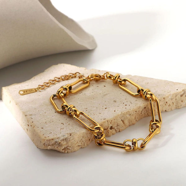 18kt Gold Plated Paperclip Statement Bracelet, Catalina - Inaya Accessories
