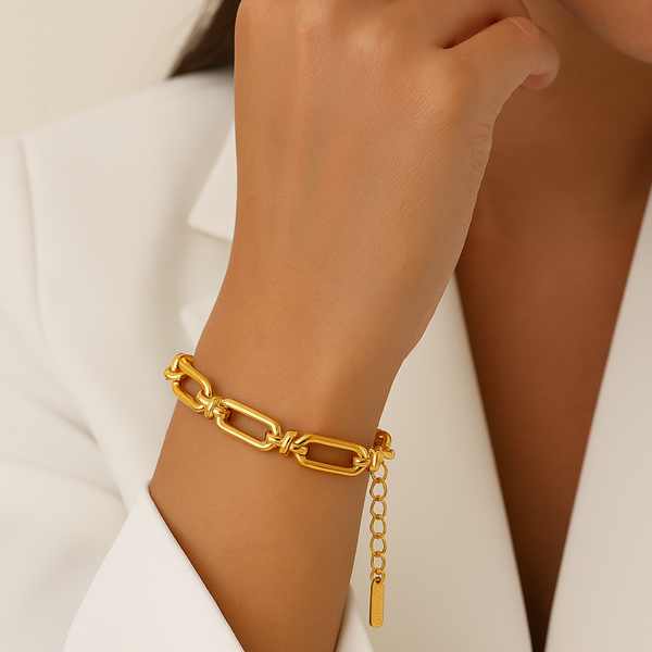 18kt Gold Plated Paperclip Statement Bracelet, Catalina