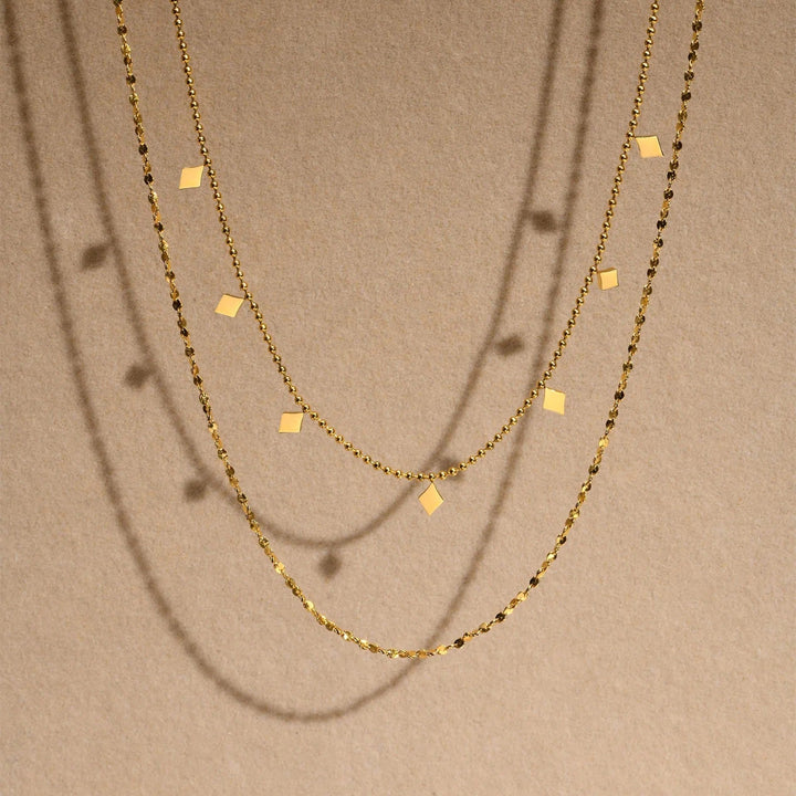 18Kt Gold Plated diaomond beaded double layered necklace