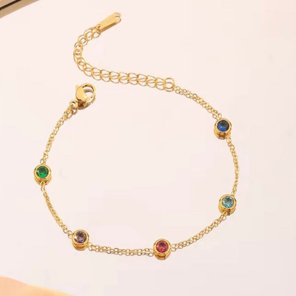 18kt Gold Plated Rainbow Zircon Sleek Bracelet, Krisha
