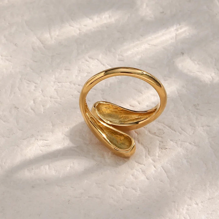 18kt Gold Plated Adjustable Hug Ring, Michelle - Inaya Accessories