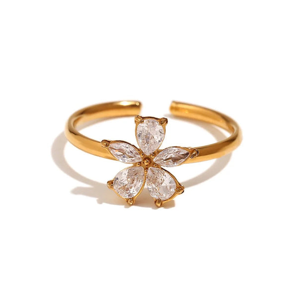18kt Gold Plated Open Daisy Flower Ring, Mackenzie