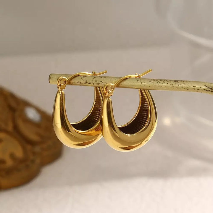 18Kt Gold Plated chunky round hoops