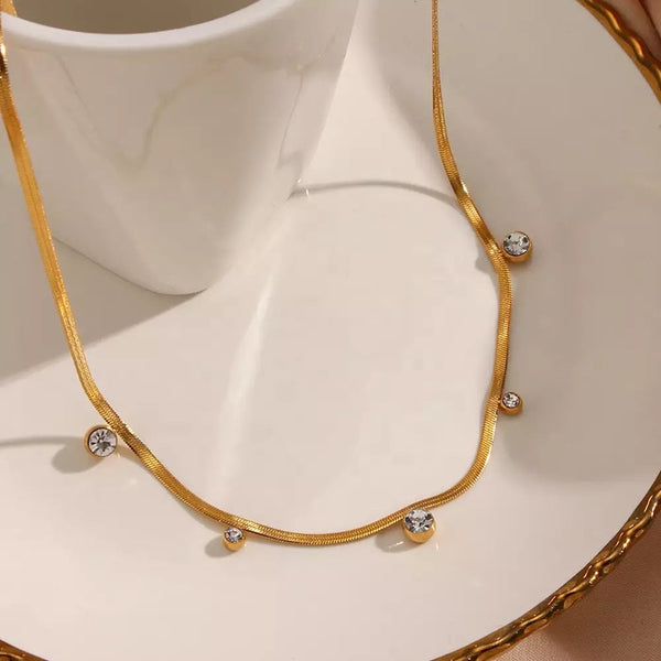18 kt Snake Chain with Zircons, Avery - Inaya Accessories
