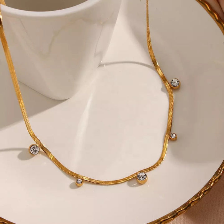 18 kt Snake Chain with Zircons, Avery - Inaya Accessories