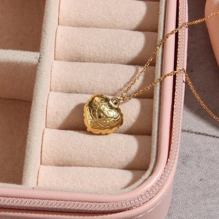 18 KT Gold Plated Dainty Shell Heart necklace, Trupti - Inaya Accessories